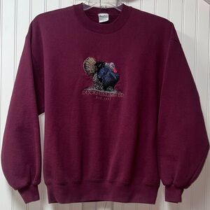 90s Ducks Unlimited Wild Turkey Heavyweight Sweatshirt L Vintage Burgundy USA